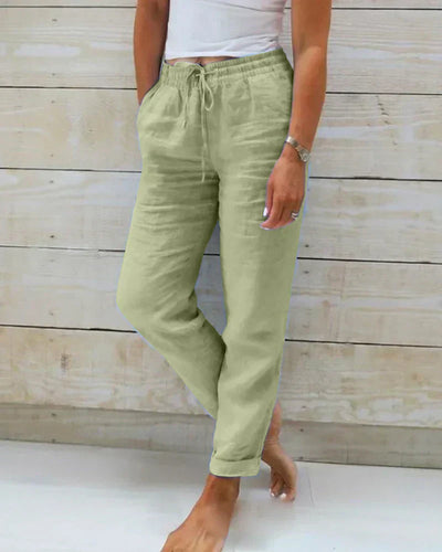 Javiera | Pantalón de lino con cinturilla elástica y diseño relajado