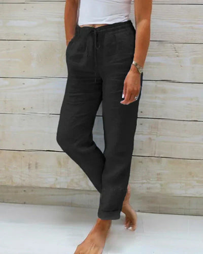Javiera | Pantalón de lino con cinturilla elástica y diseño relajado