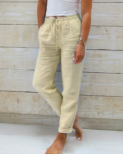 Javiera | Pantalón de lino con cinturilla elástica y diseño relajado
